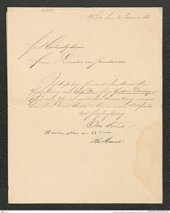Nachlass Franz Steindachner, Empfangsbestätigung von Otto Marno an Franz Steindachner (20.01.1881), Inv.Nr. 330.01, Seite 1